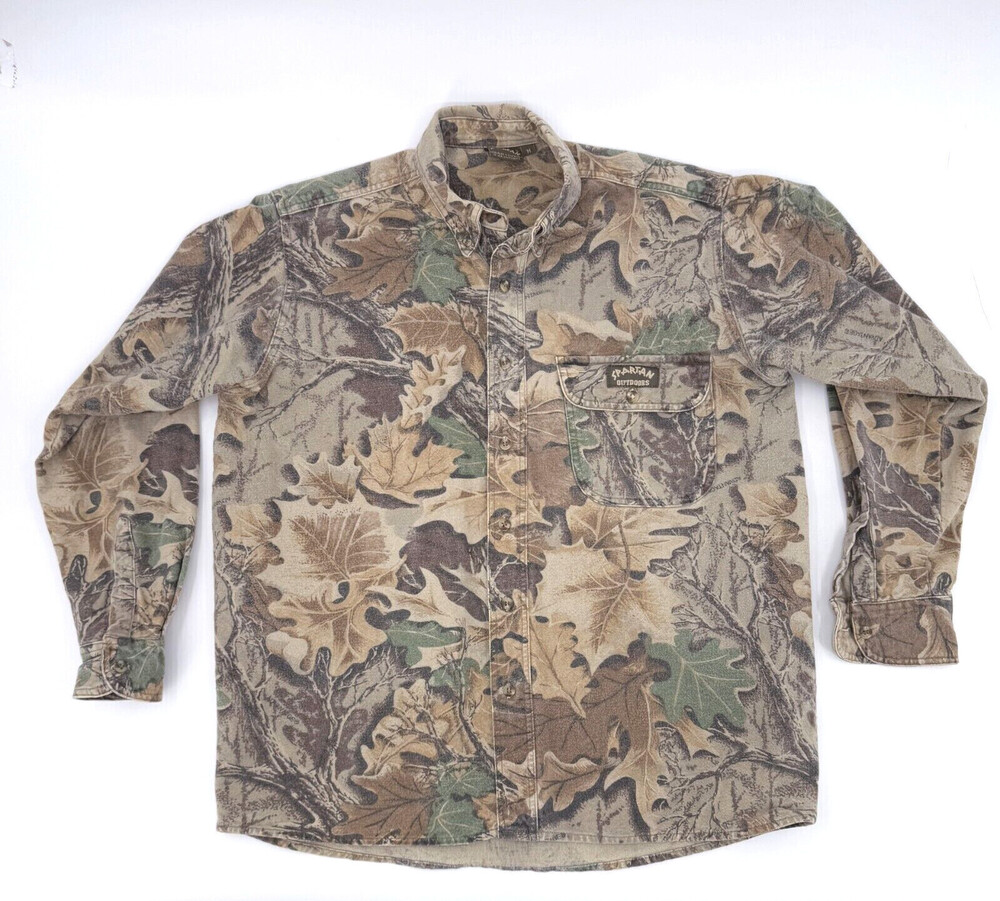 Spartan Shirt Mens Medium Camouflage Long Sleeve flannel Outdoor Hunting